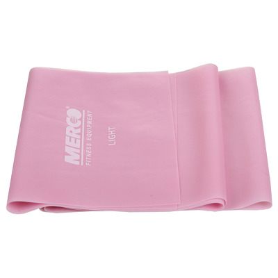 Banda elastica aerobic si fitness, 120x15cm, intensitate usoara, roz
