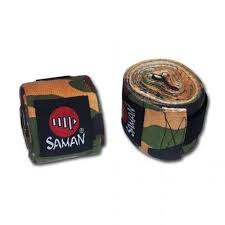 Bandaje box elastice, bumbac, 350cm, camuflaj, Saman Sport