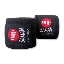 Bandaje box elastice, bumbac, 350cm, negru, Saman Sport