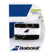 Bandana tenis Babolat Double line - alb-negru