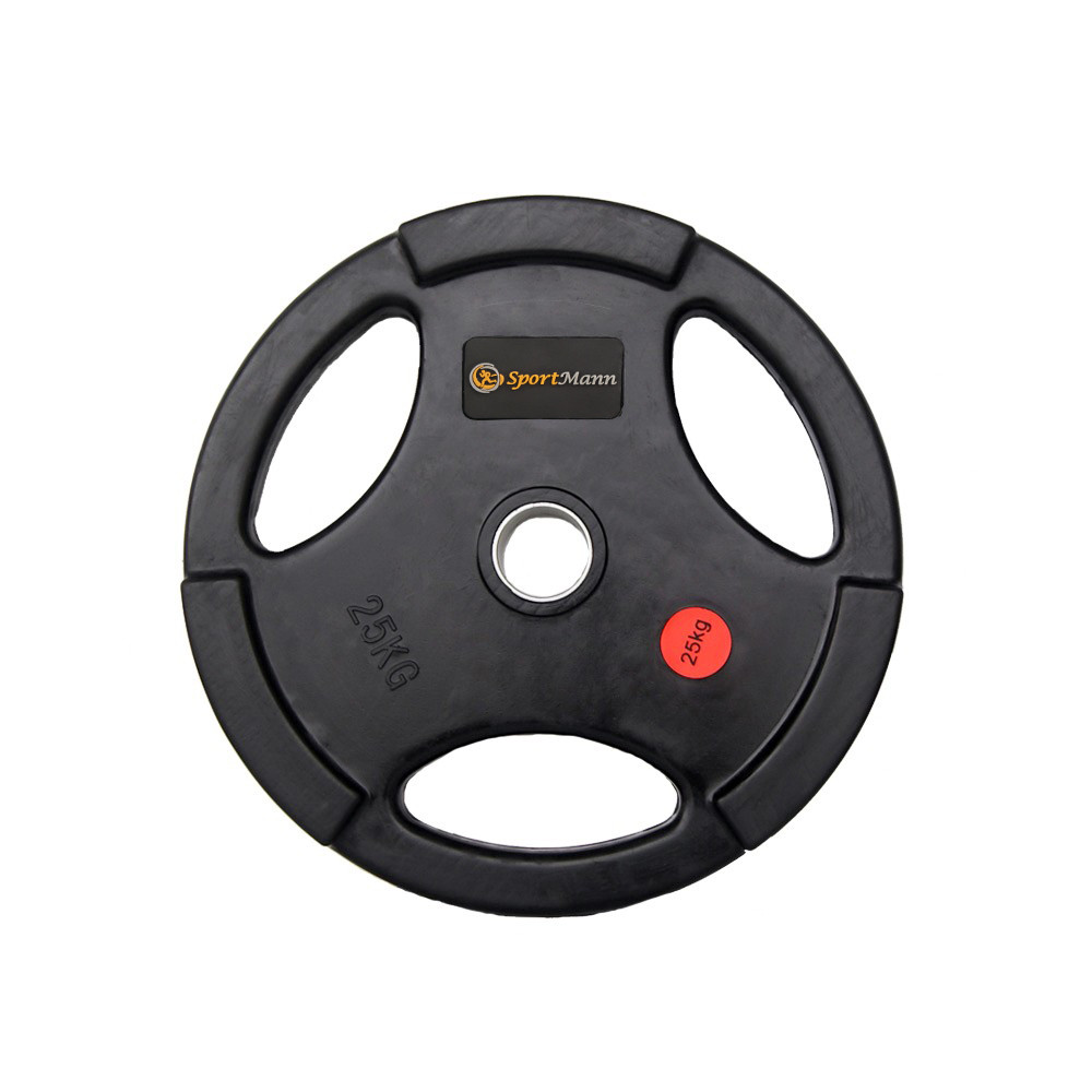 Disc olimpic cauciucat cu manere, 25kg, Sportmann