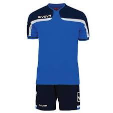 Echipament fotbal, tricou si sort, albastru-bleumarin, America, Givova