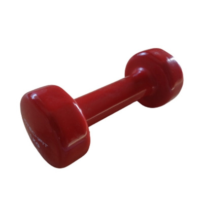 Gantera cu invelis vinil, 1kg, rosu, Techfit