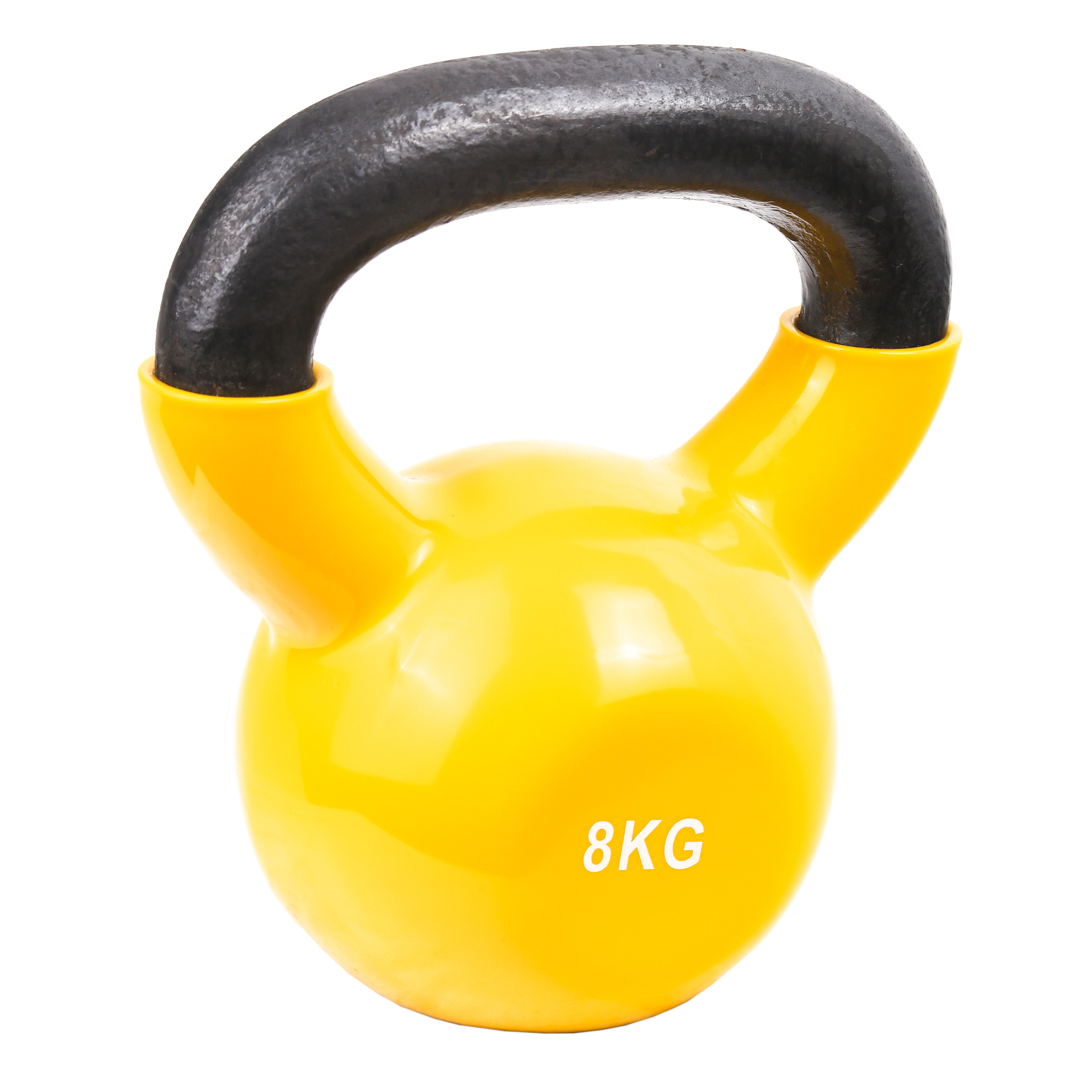 Kettlebell cauciucat, 8kg, galben