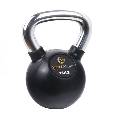 Kettlebell cauciucat cu manere cromate, 16kg