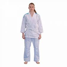 Kimono Judo Club J350 cu linii albastru solar, 110cm