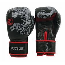Manusi de box, 12 OZ, negru-rosu, Bruce Lee
