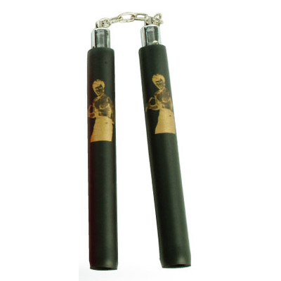 Nunchaku antrenament spuma cu lant, negru, Masibo