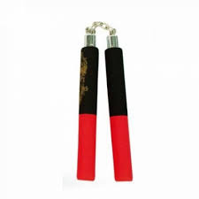 Nunchaku antrenament spuma cu lant negru/rosu, Masibo