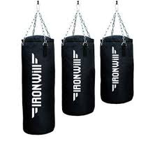 Sac de box negru din panza, 30 kg, Iron Will