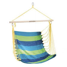 Scaun suspendat tip hamac, 80x100cm, bumbac, verde-albastru, Bench, Spokey