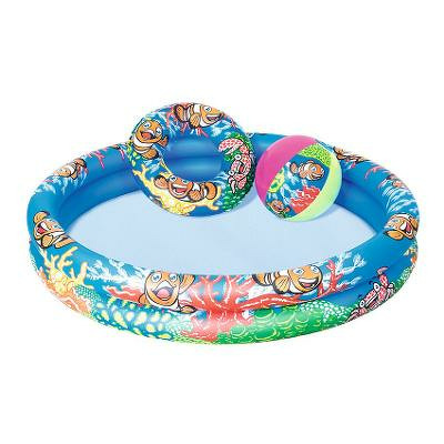 Set piscina gonflabila pentru copii, colac si minge, 122x20cm, Nemo