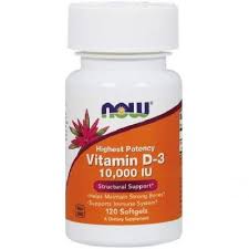 Vitamina D-3 10,000 IU, 120 gelule, Now